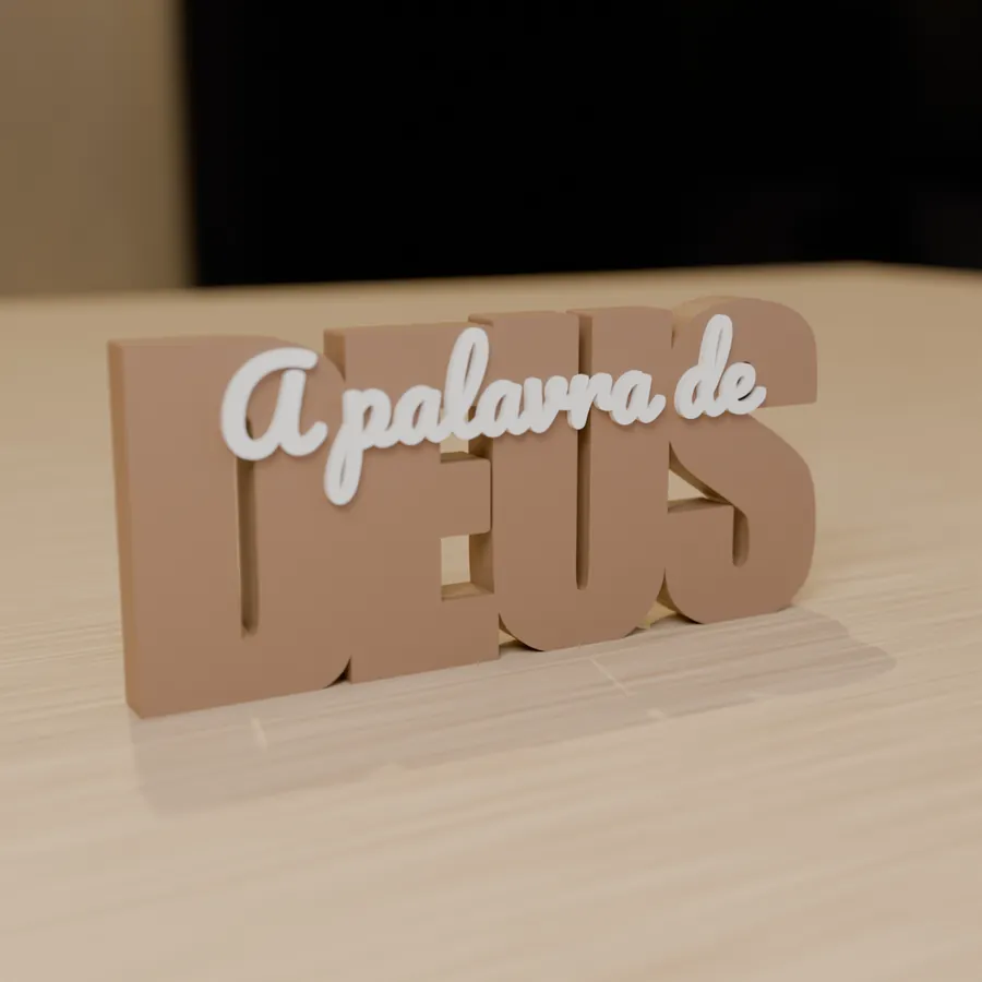 Letreiro A palavra de DEUS em marrom e branco